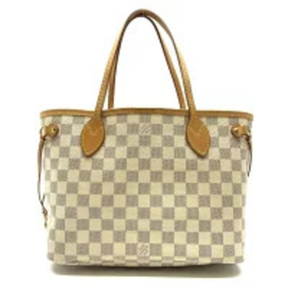 LOUIS VUITTON Neverfull Tote Bag Shoulder Damier Azur White